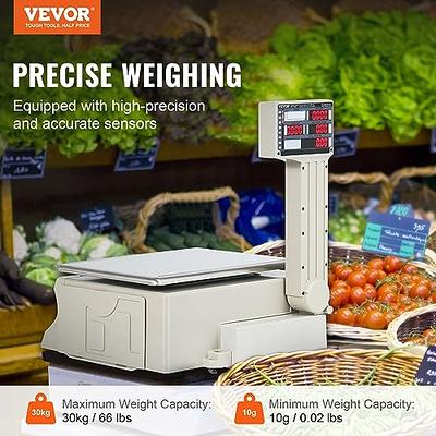 30kg x 1g Electronic Computing Scale, MOCCO LCD Digital Commercial Food  Produce Scales 66LB Capacity with AC Adapter for Meat Weighting Kitchen  Stores