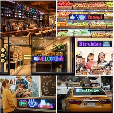 VDIKKS LED Sign for Business Programmable FPCB Flexible Matrix Panel  Animation Text Message Scrolling Storefront Advertise Slogan Door Sign for  Shop, Bar, Party, Festival 26.8x4.7inch - Yahoo Shopping