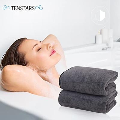 TENSTARS Silk Hemming Bath Towels for Bathroom Clearance - 27 x 55