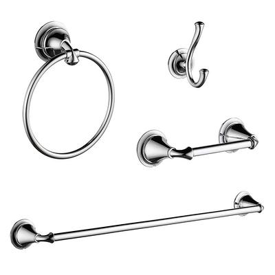 Linden 4-Piece Bath Accessory Set with Towel Bar, Robe Hook, Towel