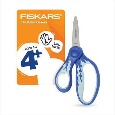 Fiskars SoftGrip Left-Handed Kids Scissors, 5, Pointed, School Supplies  for Kids 4+, Blue Lightning - Yahoo Shopping