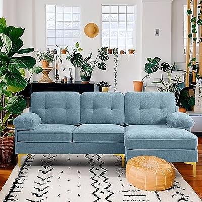 Honbay 4-Seat U-Shaped Sofa Convertible Sectional Sofa with Reversible Chaise, Velvet / Pearl Grey