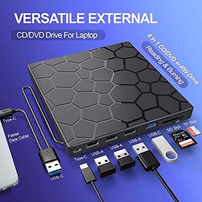 Portable CD DVD Drive, External DVD Drive Strong Compatibility CD DVD VCD  For Laptop For PC For Desktop Computer 