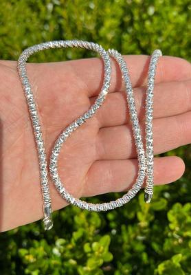 Real 14k Gold Plated 925 Silver Diamond Cut Sparkle Ice Rope Chain