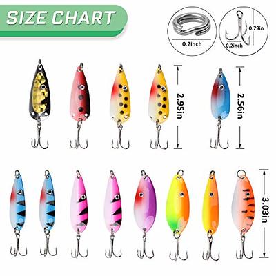 Colorful Metal Spoon Fishing Lures Kit Sharp Treble Hooks For