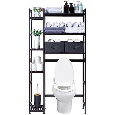 4 Tiers Over Toilet Rack Freestanding Bathroom Storage Rack w/ Adjustable  Shelf