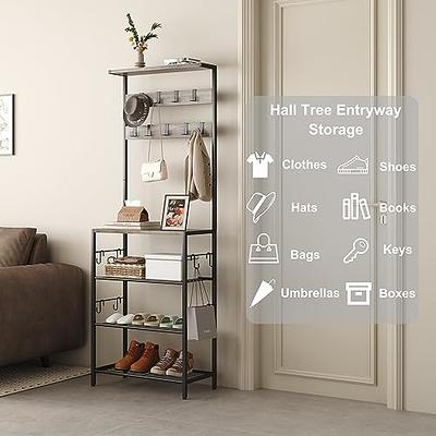 HOMEFORT 5-Tier Hall Tree with Shoe Storage,Coat and Shoe Rack  Entryway,Freestanding 4-Tier Shoe Rack Storage for Hallway, Bedroom,  Dorm,Entryway,Grey - Yahoo Shopping