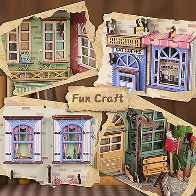 Diy Book Nook Kit - Diy Miniature Bookend Town Forest With Led Light, 3d  Puzzle Wooden Art Bookshelf Insert Decor, Model Kits For Teens/adults To  Buil