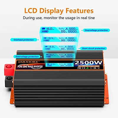 LVYUAN 2500 Watts Pure Sine Wave Power Inverter DC 12V to AC 110V 120V Car  RV Converter With USB LED Display Remote Control 