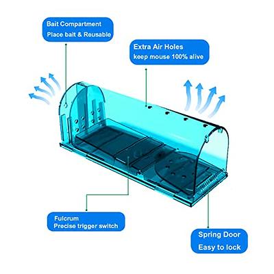 Cisvio 2-Piece Reusable Humane Mouse Trap Live Catch and Release Mouse Cage Animal Pest Rodent Hamster Capture Trap