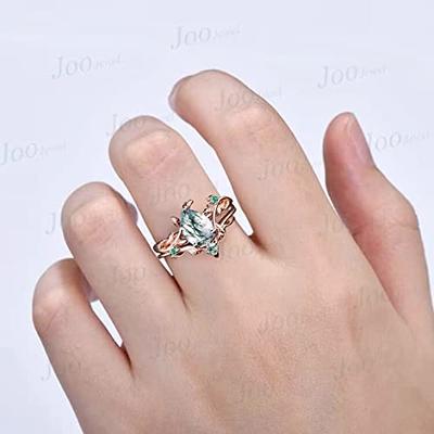 Vintage Style Pink and Green Gold Rose and Leaf Engagement Ring