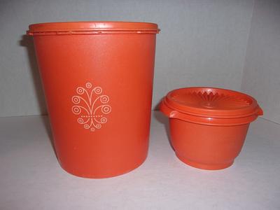 Tupperware, Kitchen, Tupperware Canister Set Of 5 Vintage Orange Nesting