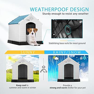 A4Pet Medium Dog House Outside, Wooden Dog House Dog Kennel with Waterproof  Roof & Lifted Feet Pad for Medium Dogs