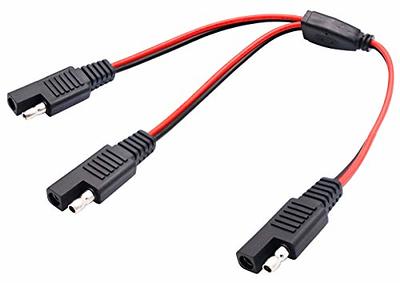 AAOTOKK SAE Y Splitter Adapter Cable SAE 1 to 2 SAE DC Power Automotive  Extension Cable