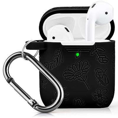 AirPods Case- Silicone Protective Shockproof Case Cover Skins with Keychain  Compatible with Apple AirPod 2 & 1, Black 