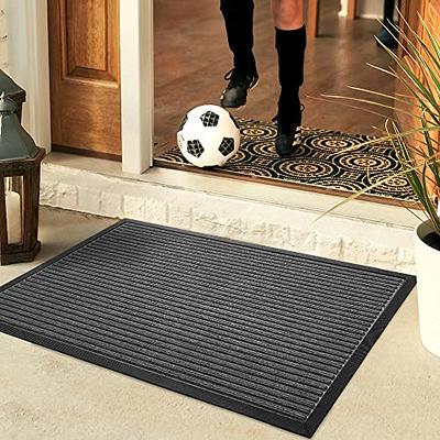 Fowooyeen Outdoor Door Mat, 30'' x 17'' Silicone Scraper Front Door Mats,  Durable Non-Slip Waterproof Entrance Mat, Low-Profile Shoe Clean Step Mat