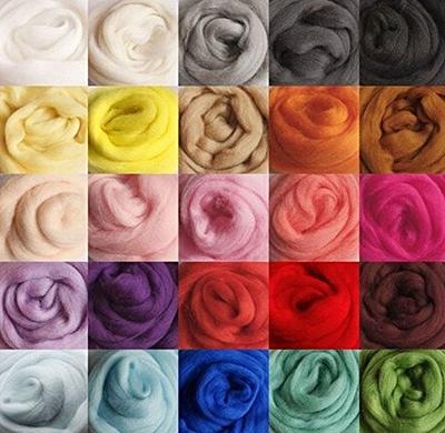 100% Merino Wool Roving. Soft Colorful Combed Top Roving for Felting,  Spinning, Fiber Arts.