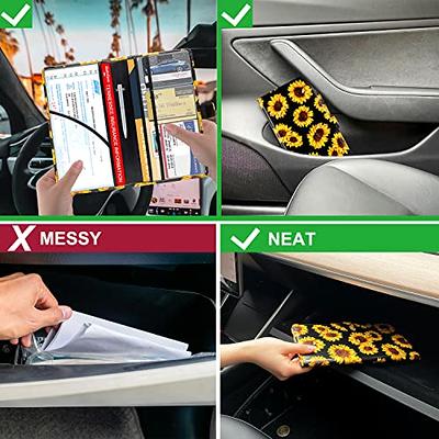 Cacturism Car Registration and Insurance Holder, Vehicle Glove Box Car Organizer Men Women Wallet Accessories Case for Cards, Essential Document, Driver License