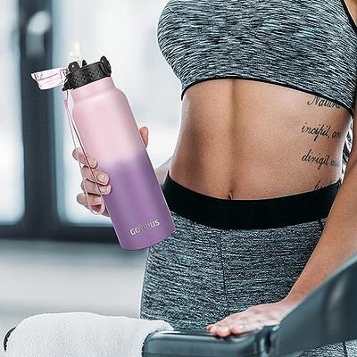 COKTIK 40 oz Sports Water Bottle With Straw,3 Lids, Stainless 40oz