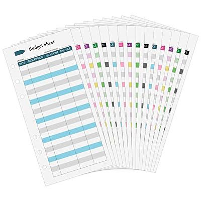 60 Pcs Expense Tracker Budget Sheets for A6 Budget Binder 6-Holes