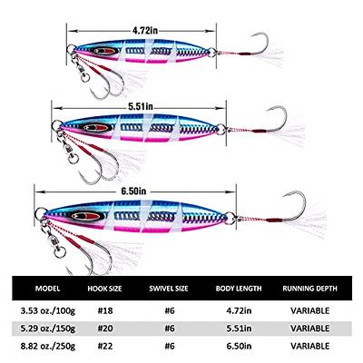 Goture Glow Slow Pitch Jigs with Portable Jig Bag, Double Assist Hook  Fishing Jig Lead Saltwater Jigging Lures for Tuna, Dogtooth Tuna,  Yellowtail, Kingfish, Bluefin (150g,Blue) - Yahoo Shopping