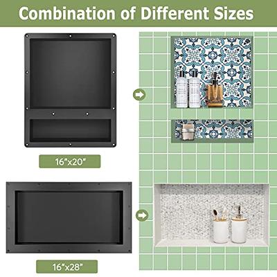 Rectangular shower niche with two compartments 16 x 20 x 4