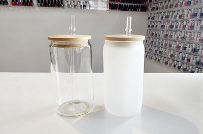 16oz Sublimation Glass Tumbler clear or Frosted Glass Jar Glass Can  Sublimation Blanks FAST SHIP USA 