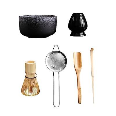 BambooMN Matcha Whisk Starter Set - Chawan Matcha Bowl, Tea Whisk,  Chashaku, Spoon, Matcha Holder, and Bamboo Coaster