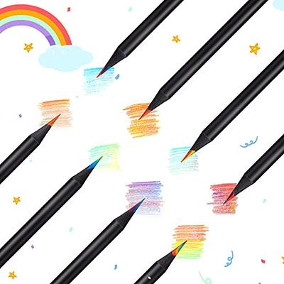  ThEast Black Wooden Rainbow Colored Pencils, 7 Color in 1  Rainbow Pencils, Art Supplies for Kids and Adults, Assorted Colors for  Drawing Coloring Sketching, Multicolored Core, Pre-sharpened (12) : Arts