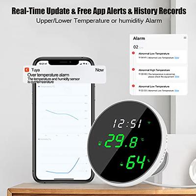 WiFi Temperature Humidity Sensor: Wireless Temperature Humidity Monitor  with App Alert, Free Data Storage Export, Smart Indoor Thermometer  Hygrometer