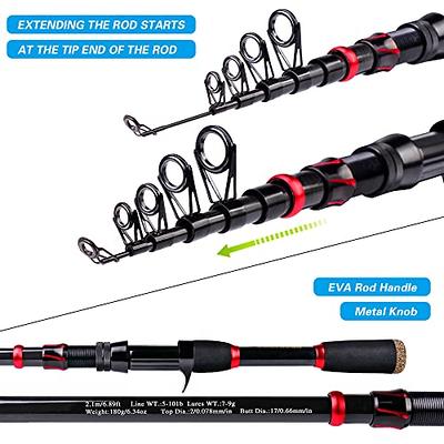 Sougayilang 2.1m Baitcast Rod Reel Combo Portable 4 Section M Power Casting  Fishing Pole and Casting Fishing Wheels Set Kit