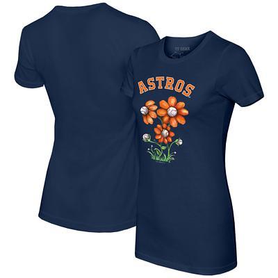 Houston Astros Tiny Turnip Girls Youth Blooming Baseballs Fringe T-Shirt -  White