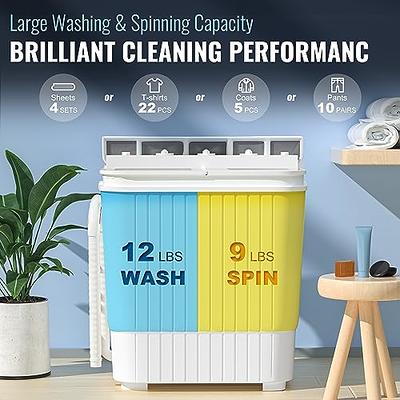 Portable Small Washing Machine, 13.5Lbs Mini Compact Washer and Dryer  Combo, 2 in 1 Apartment Washers with Twin Tub