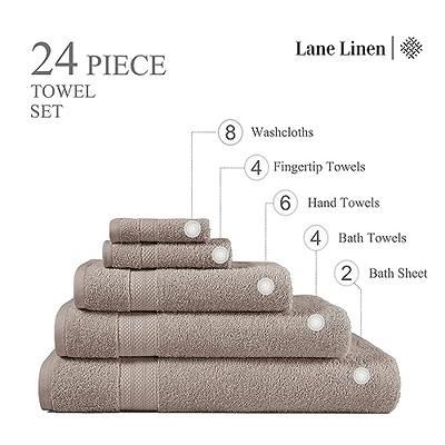  LANE LINEN Bath Towels for Bathroom Set- 18 PC 100% Cotton  White Bathroom Towel Set, Soft Spa & Hotel Quality Towel Set - 4 Bath Towels,  6 Hand Towels for Bathroom