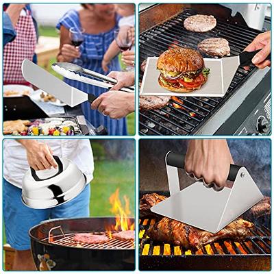 Griddle Accessories for Blackstone, Commercial Grade 12 Inch Heavy Duty  Round Melting Dome with 7 Round Cast Iron Grill Burger Bacon Press,  Perfect