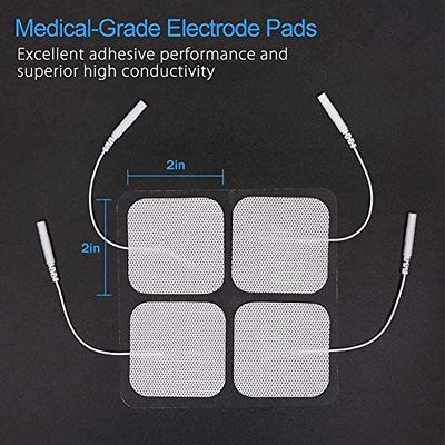 LotFancy TENS Unit Replacement Pads, 40 Pcs 2x2 Snap Electrodes Pads,  Reusable Tens Pads for EMS Muscle Stimulator, Using 3.5mm Snap Connector