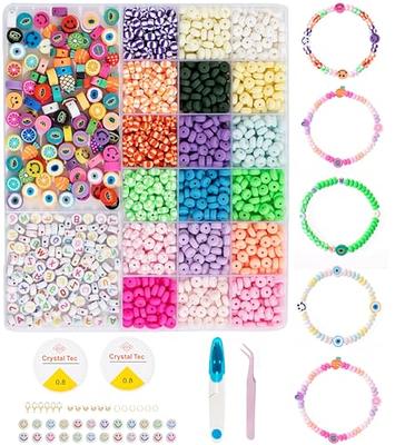  JOICEE Bracelet Making Kit Pony Beads fruite Flower Polymer  Clay Beads Letter Beads for Jewelry Making, DIY Arts Earring and Crafts  Gifts for Girls Age 6 7 8 9 10-12