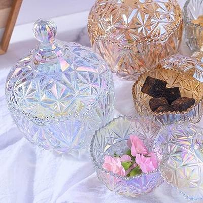 Glass Decor Storage Jars With Lid Colorful Crystal Candy Snacks