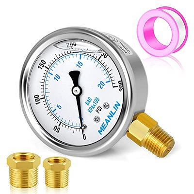 4 All Stainless Steel Oil Filled Pressure Gauge - 3/8 NPT Lower