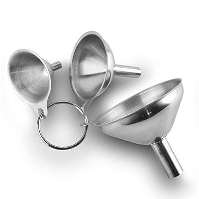  Funnels for Kitchen Use, Small Stainless Steel Funnels for  Filling Bottles Transferring Essential Oil, Liquid, Spice, Dry Ingredients  & Powder, Dishwasher Safe (Long-Handled Funnel) : Home & Kitchen