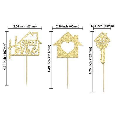 Gyufise 24PCS Sweet Home Cupcake Toppers Gold Glitter Key