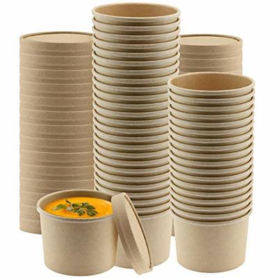 DHG Professional 250 Sets White Paper Food Containers with Vented Lids, to Go Hot Soup Bowls, Disposable Ice Cream Cups (8oz)