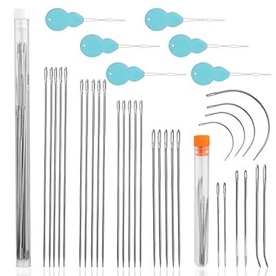 9 Pcs Heavy Duty Hand Sewing Needles Kit,Leather Sewing Needles with 5 Leather Hand Sewing Needle and 4 Curved Needle for Home Upholstery,Leather