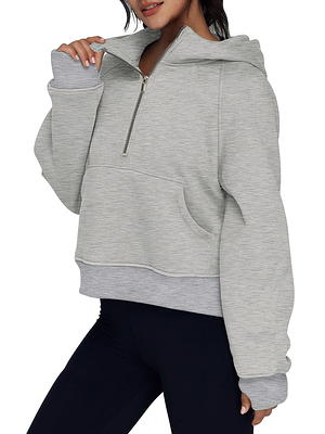 Haute Edition Women's Tunic Long Length Full Zip Hooded Sweatshirt Hoo