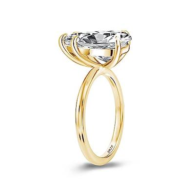 Pzokooi 4.0ct Elongated Pear Shaped Engagement Ring for Women,18K Gold Plated 925 Sterling Silver Simulated Diamond Promise Ring