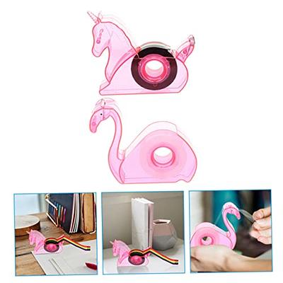 STOBOK Desktop Tape Dispenser,Creative Unicorn Tape Dispenser Roll Holder  Cutter Washi Tape Dispenser with Rainbow Tape for Kids School Office