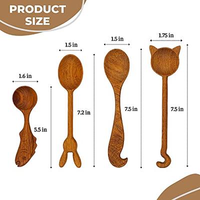 JABIHOME 4 Wooden Spoons and Forks Set, Hostess Gifts for Women, Wooden  Serving Utensils, Cooking Gifts for Women, Fall Gifts,Christmas Gifts for