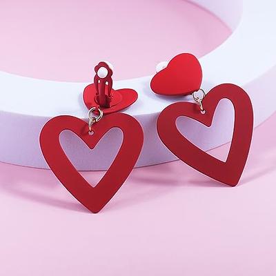 Valentine's Day Earrings Red Hearts