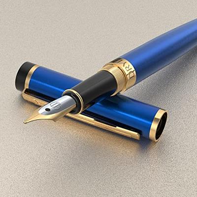 Dryden Designs Fountain Pen - Medium Nib, Includes 24 Ink Cartridges (12  Black 12 Blue) and Ink Refill Converter