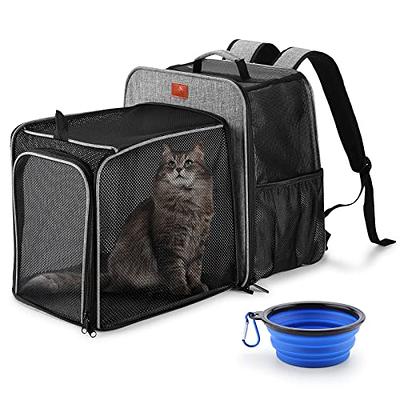 Cat Travel Bag Breathable Mesh Pet Carrier Bag Double Straps Cat Backpack  Carrier Folding Design for Cats and Puppies